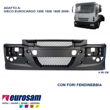 paraurti anteriore iveco eurocargo 2009 120e 150e 180e con fori fendinebbia