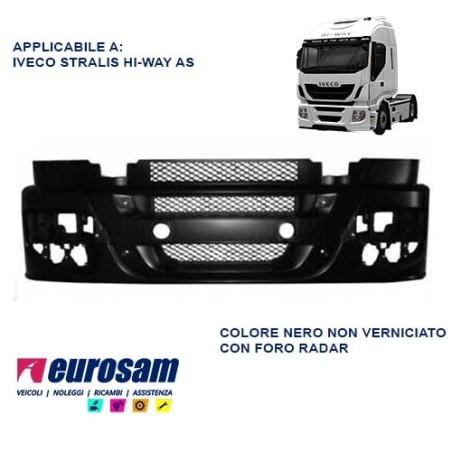 paraurti anteriore iveco stralis 2013 hi-way as con foro radar nero