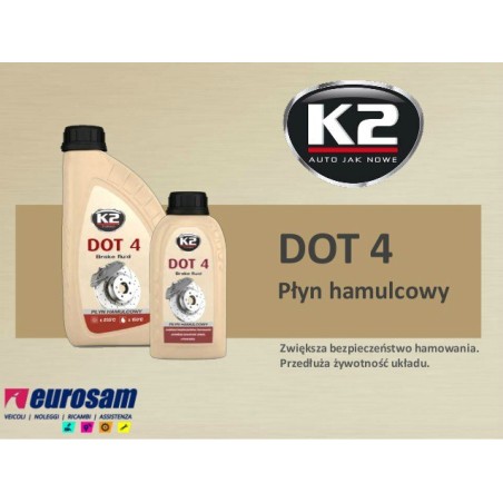 liquido impianto freni frizione dot 4 0,5 lt k2