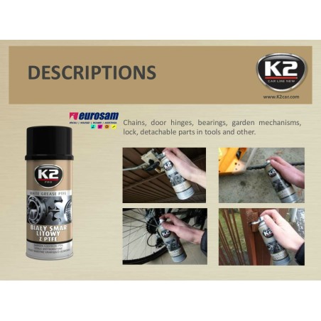 grasso spray bianco al litio ptfe 400 ml universale k2