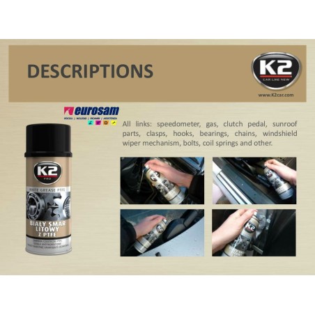 grasso spray bianco al litio ptfe 400 ml universale k2