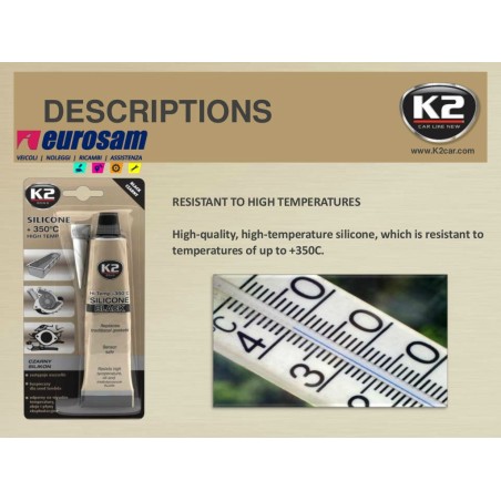 kit silicone sigillante motore guarnizioni nero 300 ml max 350° k2