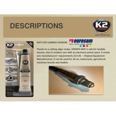 kit silicone sigillante motore guarnizioni nero 300 ml max 350° k2