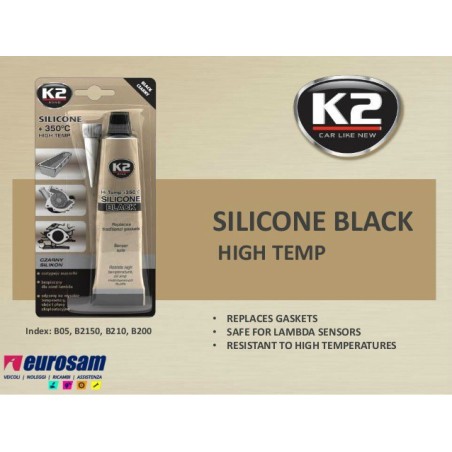 kit silicone sigillante motore guarnizioni nero 300 ml max 350° k2