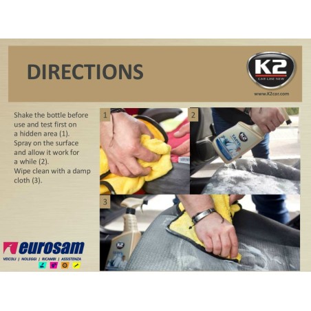 smacchiatore tessuto sedili interni auto autocarro 770 ml k2 tapis