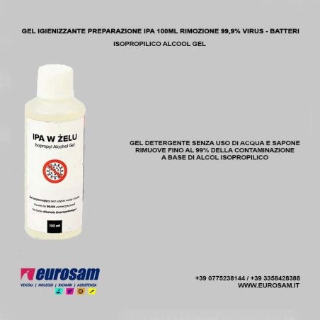 gel igienizzante disinfettante mani elimina batteri virus ipa 100 ml