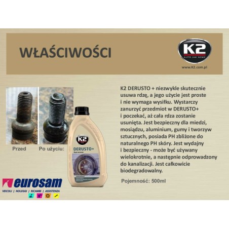 liquido antiruggine 250ml senza spazzolare k2 derusto plus