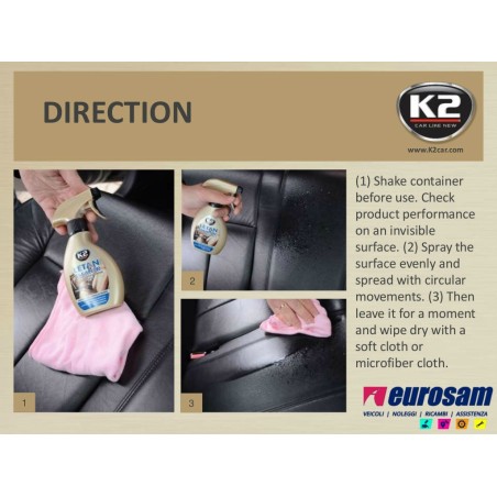 spray pulizia 3 per sedili in pelle interni auto pelle 250 ml k2 letan cleaner