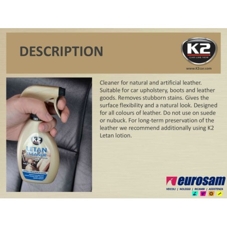 spray pulizia 3 per sedili in pelle interni auto pelle 250 ml k2 letan cleaner