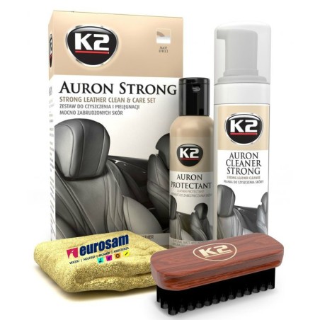 kit spazzola e schiuma pulizia 5 protezione 5 per interni auto in pelle k2 auron strong