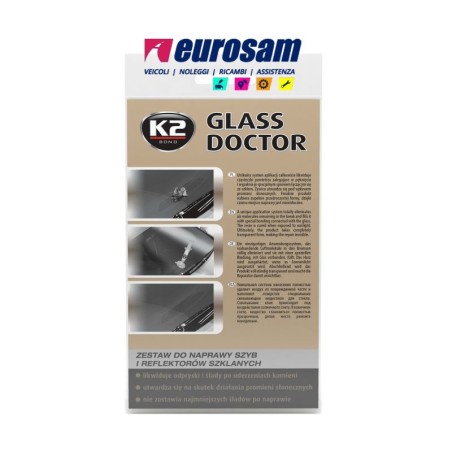 kit riparazione vetri fari lunotto parabrezza k2 glass doctor