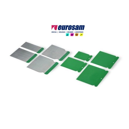 kit 4 spatole in metallo per applicazione stucco fondo boll