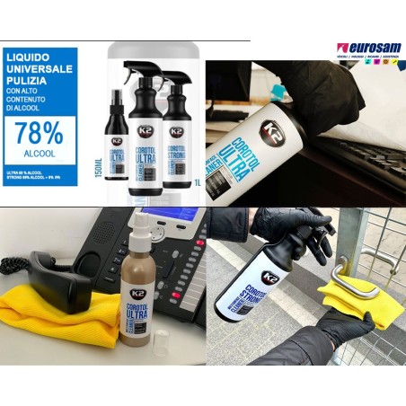 spray disinfettante ufficio superfici interni auto 65% etanolo 150ml k2 corotol ultra