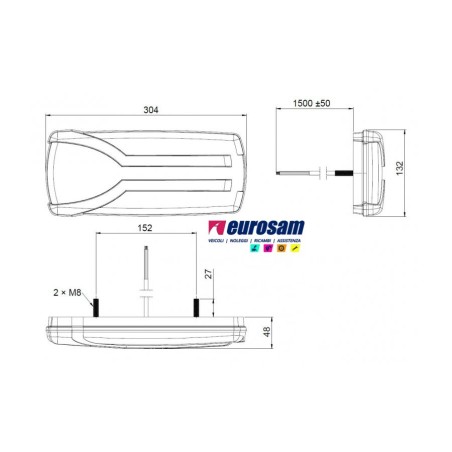 fanale posteriore sx led/neon 12/24v 6 posizioni universale autocarro veicoli commerciali
