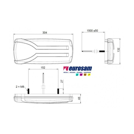 fanale posteriore dx led/neon 12/24v 6 posizioni universale autocarro veicoli commerciali