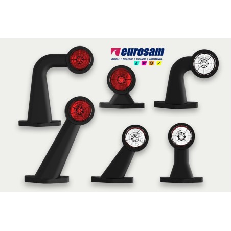 fanalino in gomma bianco- rosso led 12/24v corto dritto