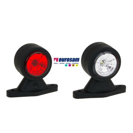fanalino in gomma bianco- rosso led 12/24v corto dritto