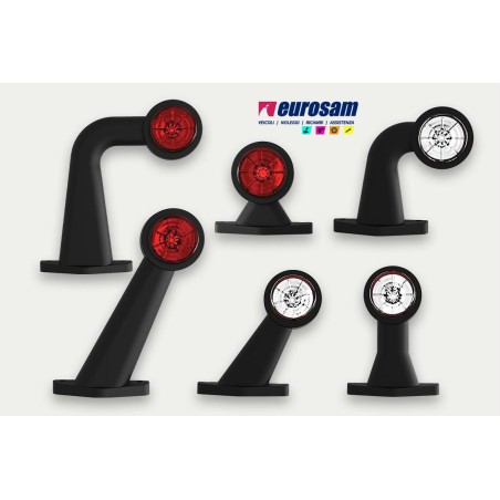fanalino in gomma bianco-rosso led 12/24v lungo dritto