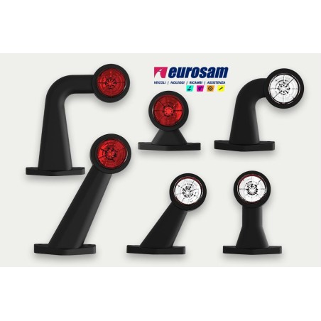 fanalino in gomma bianco-rosso led 12/24v 45° corto