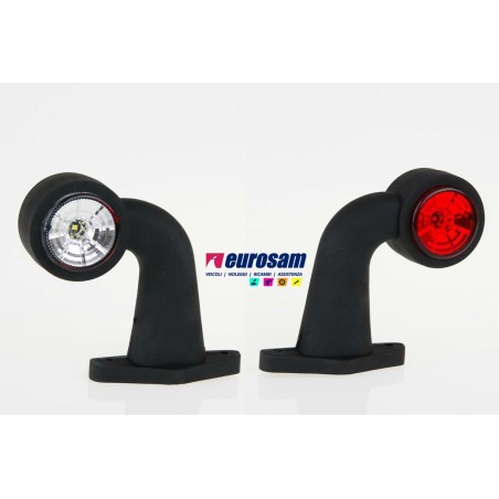 fanalino in gommabianco-rosso led 12/24v 90° corto