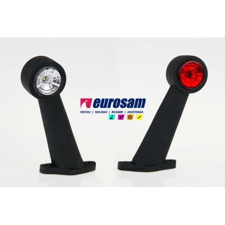 fanalino in gomma bianco-rosso led 12/24v 45° lungo