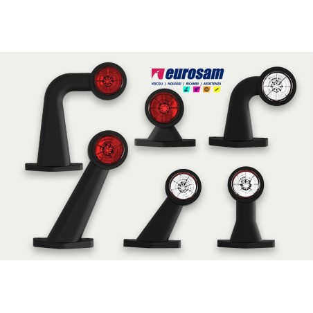 fanalino in gomma bianco-rosso led 12/24v 90° lungo