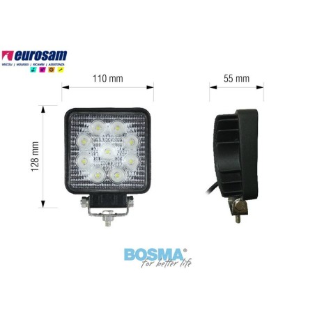 faro da lavoro 10-30v a 9 led circolari 6000k universale