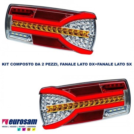 Coppia Fanali Full LED Neon 12/24V per Ducato, Daily, Eurocargo, Cabstar | Freccia Dinamica | Omologati E9