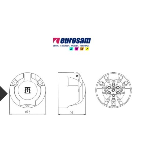 presa corrente 7 poli 12v iso 1724 tipo n plastica