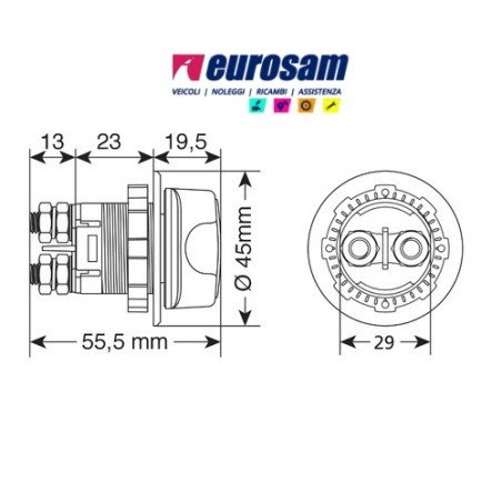 staccabatterie 12v/24v/32v a 3 posizioni 100 ampere foro m29