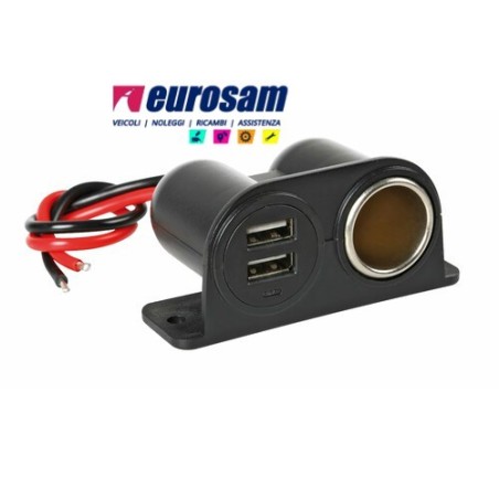 presa corrente doppia usb ed accendisigari 12v/24v universale
