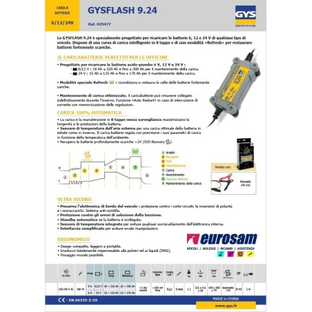 caricabatterie e mantenitore 12v/24v gys flash 9.24
