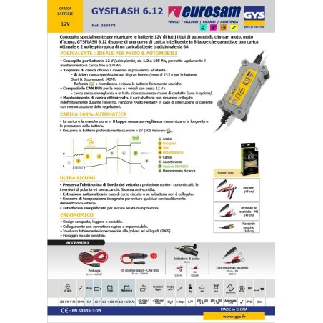 caricabatterie e mantenitore 12v gys flash 6.12