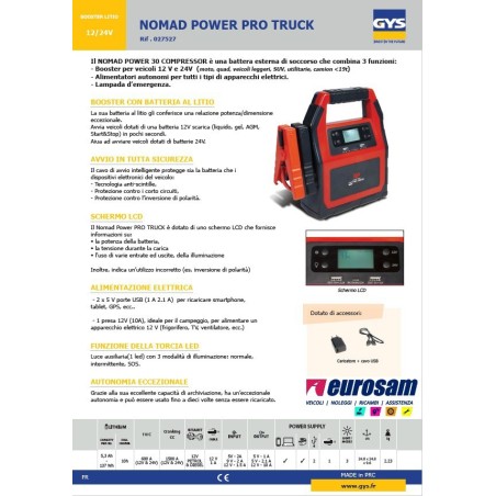 booster litio 12/24v nomad power pro truck gys