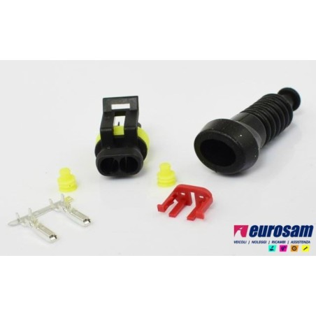 kit connettore elettrico maschio 2 pin 12/24v universale