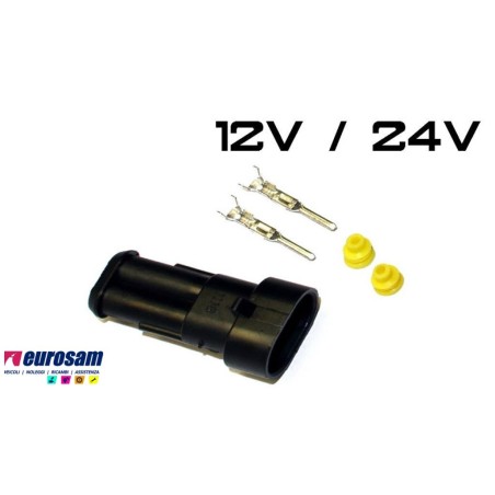 kit connettore elettrico femmina 2 pin 12/24v universale