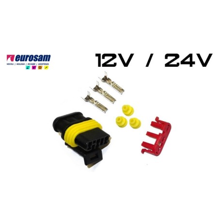 kit connettore elettrico maschio 3 pin 12/24v universale