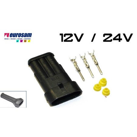 kit connettore elettrico femmina 3 pin 12/24v universale