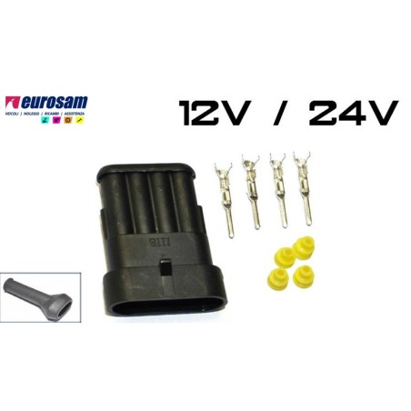 kit connettore elettrico femmina 4 pin 12/24v universale