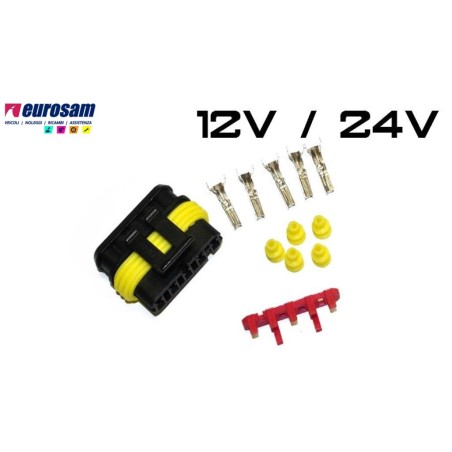 kit connettore elettrico maschio 5 pin 12/24v universale