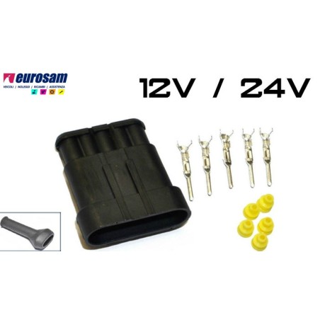 kit connettore elettrico femmina 5 pin 12/24v universale