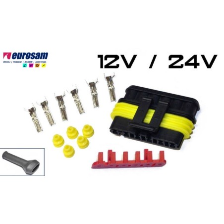 kit connettore elettrico maschio 6 pin 12/24v universale