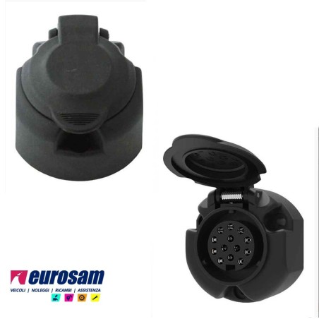 presa corrente 13 poli 12v plastica gancio traino roulotte