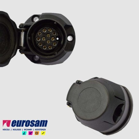 presa corrente 13 poli 12v plastica gancio traino roulotte