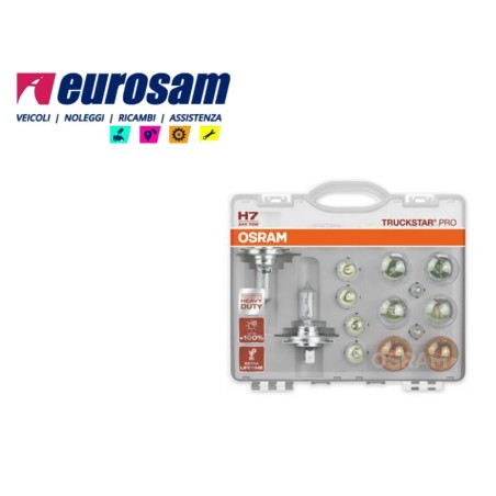 eurobox kit lampade ausiliarie 24v h7 +100% 14 pz osram