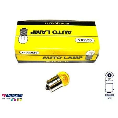lampada 12v 5w tipo ba15s gialla - 10 pezzi