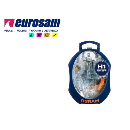 minibox kit lampade ausiliarie 12v h1 9 pezzi osram