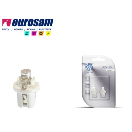 kit 2 pezzi lampada led tipo b8,5d t5 r5 12v bianco concavo