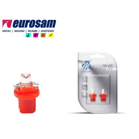 kit 2 pezzi lampada led tipo b8,5d t5 r5 12v rosso concavo