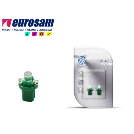 kit 2 pezzi lampada led tipo b8,5d t5 r5 12v verde concavo